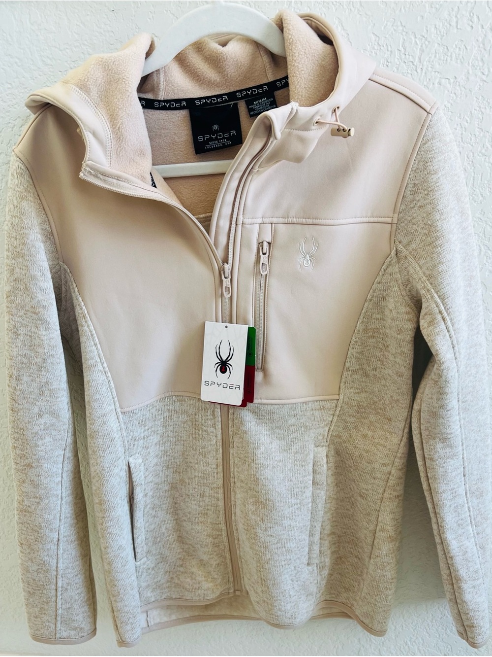 Spyder Women's Hooded Fleece Jacket Light Beige NWT